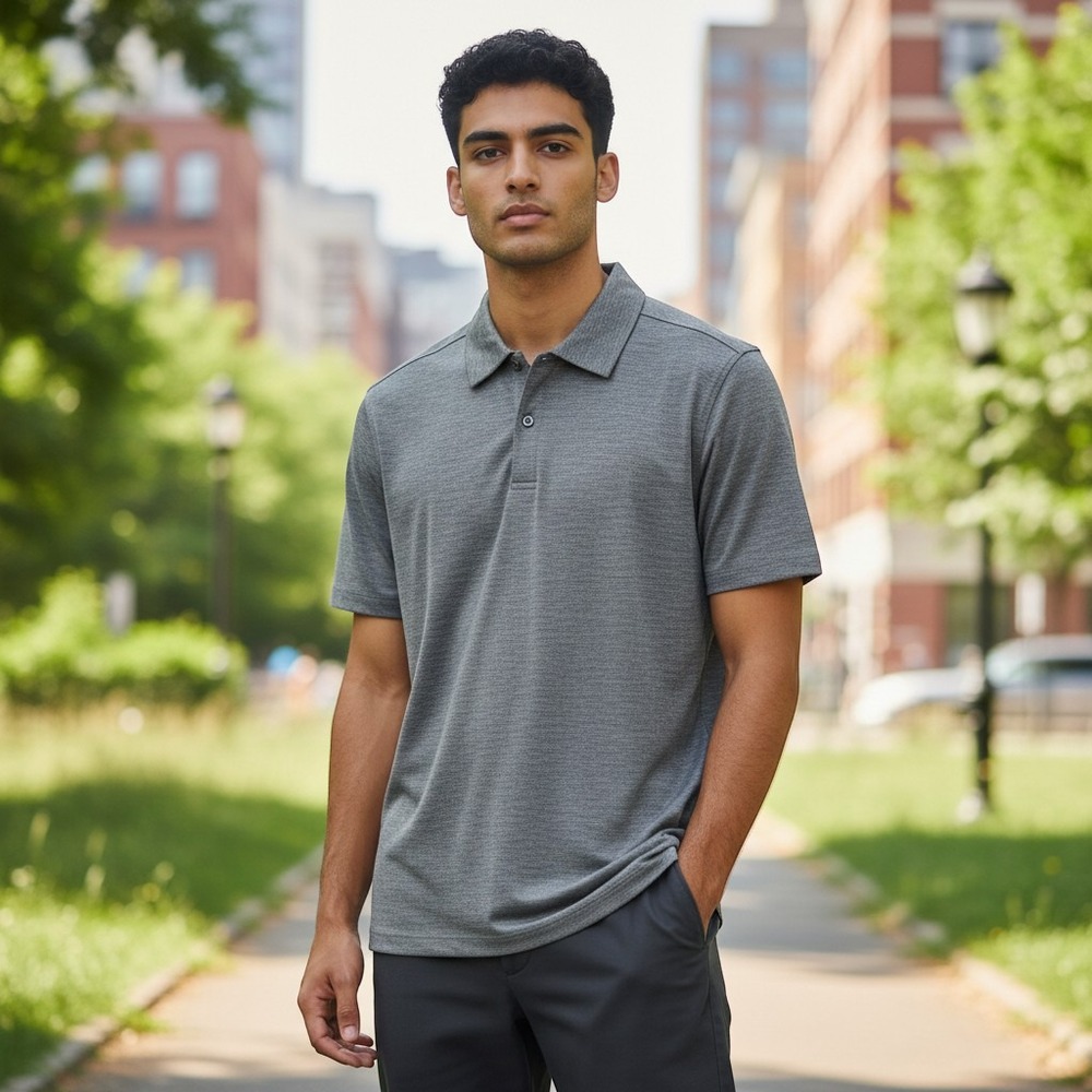 Quince Extra-Fine Australian Merino Polo Heather Grey Mens M Short Sleeve NWOT